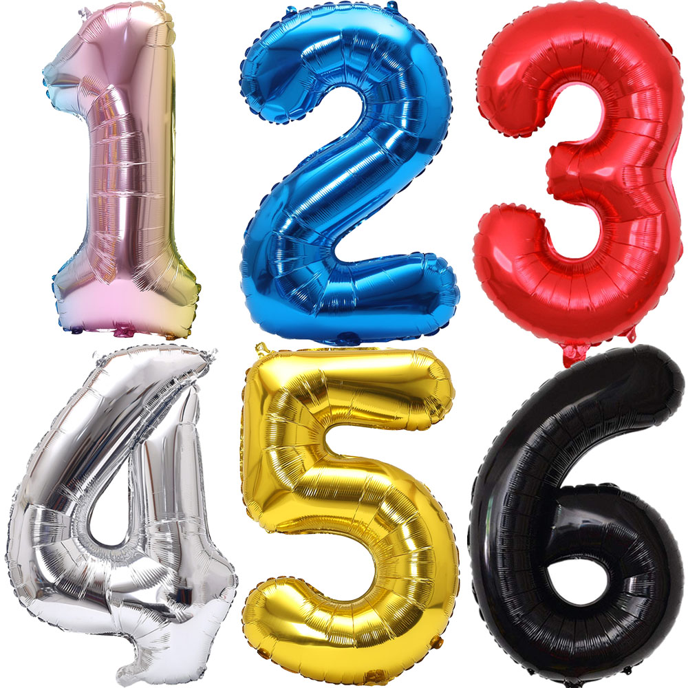 Balloon Pump Hand - Palloncino foil con numero sfumato arcobaleno