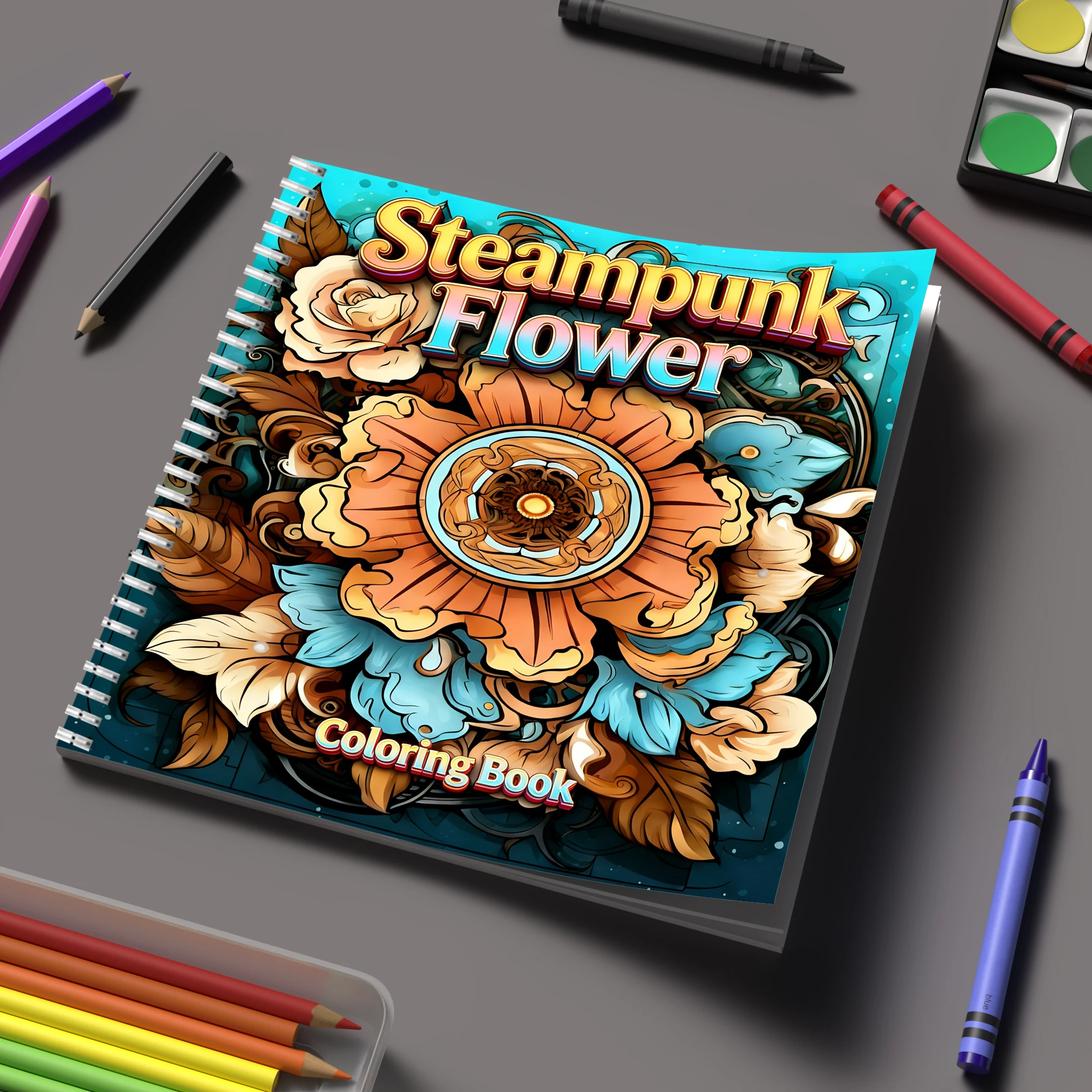 Supply Event - Libro da colorare Fiori Steampunk per