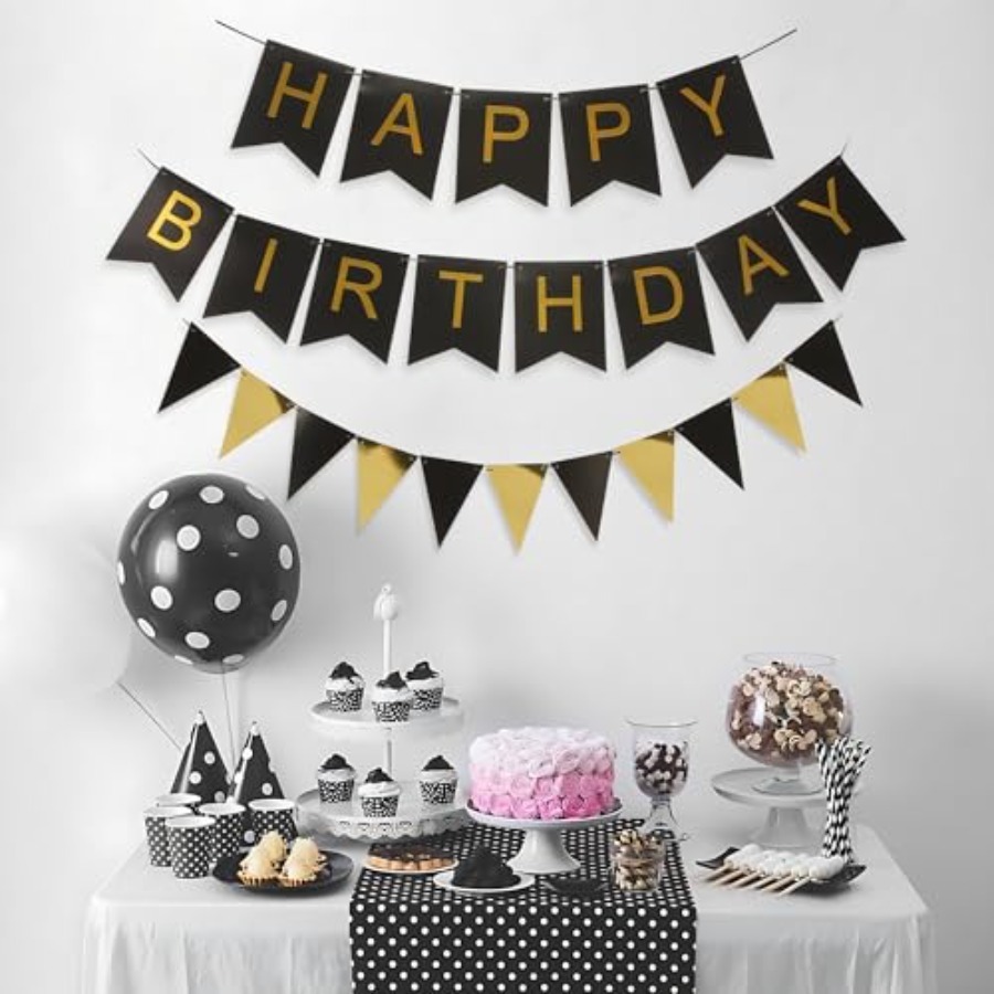 Striscione a Righe Nere e Dora - Party Banner Gold recensione e prezzo